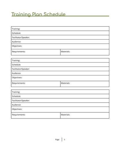 Free Staff Training Planner Template