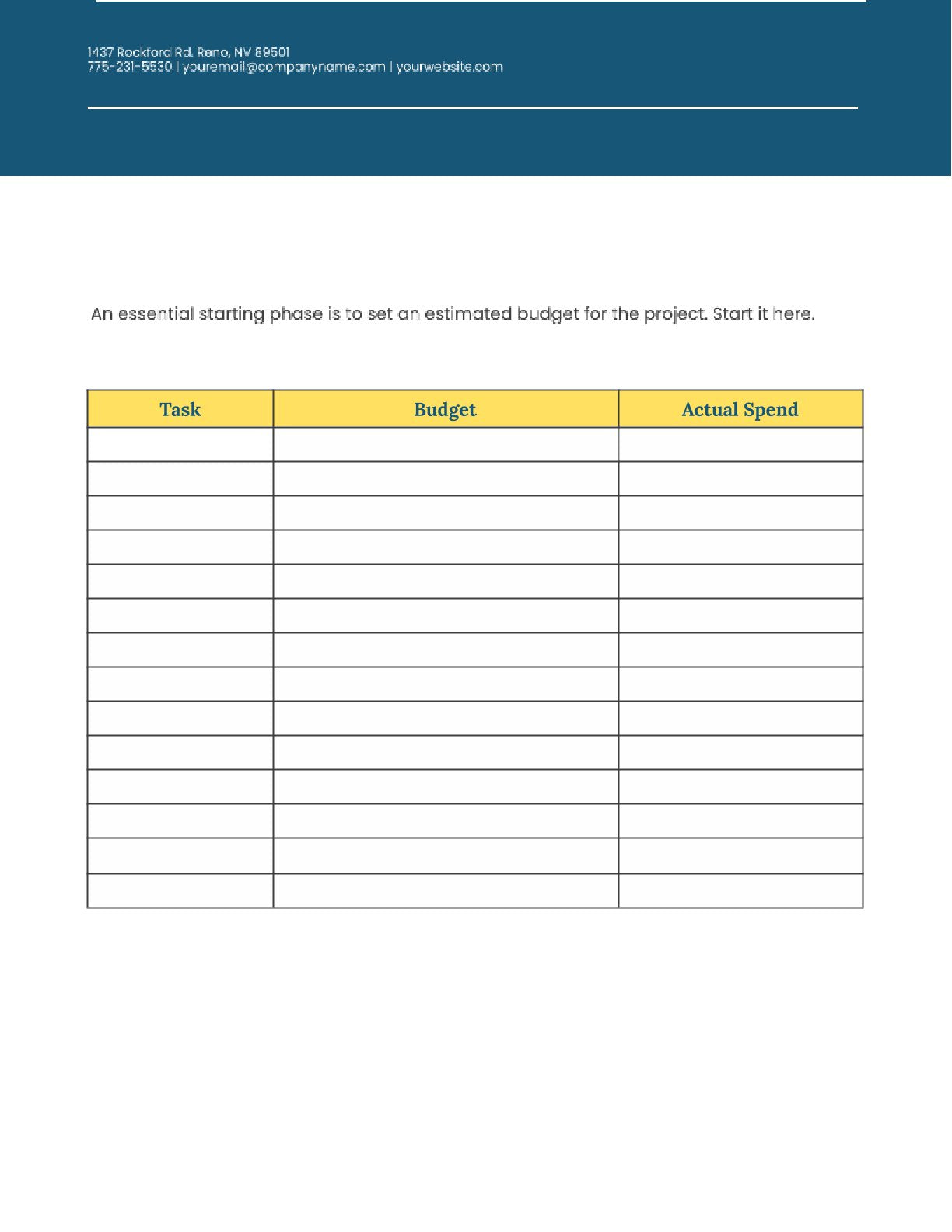 Free Project Planner Template