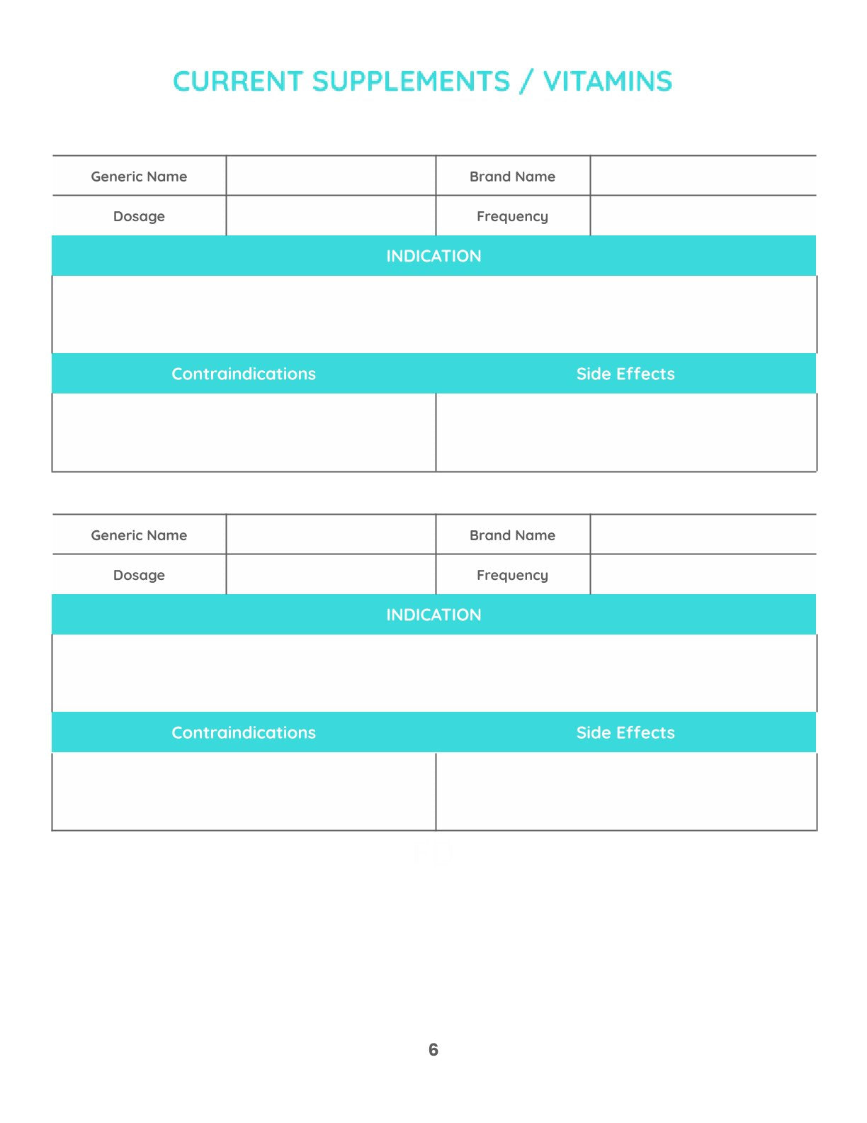 Free Medical Information Planner Template