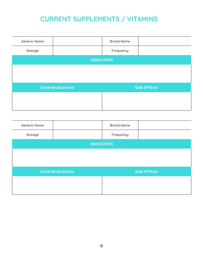 Free Medical Information Planner Template