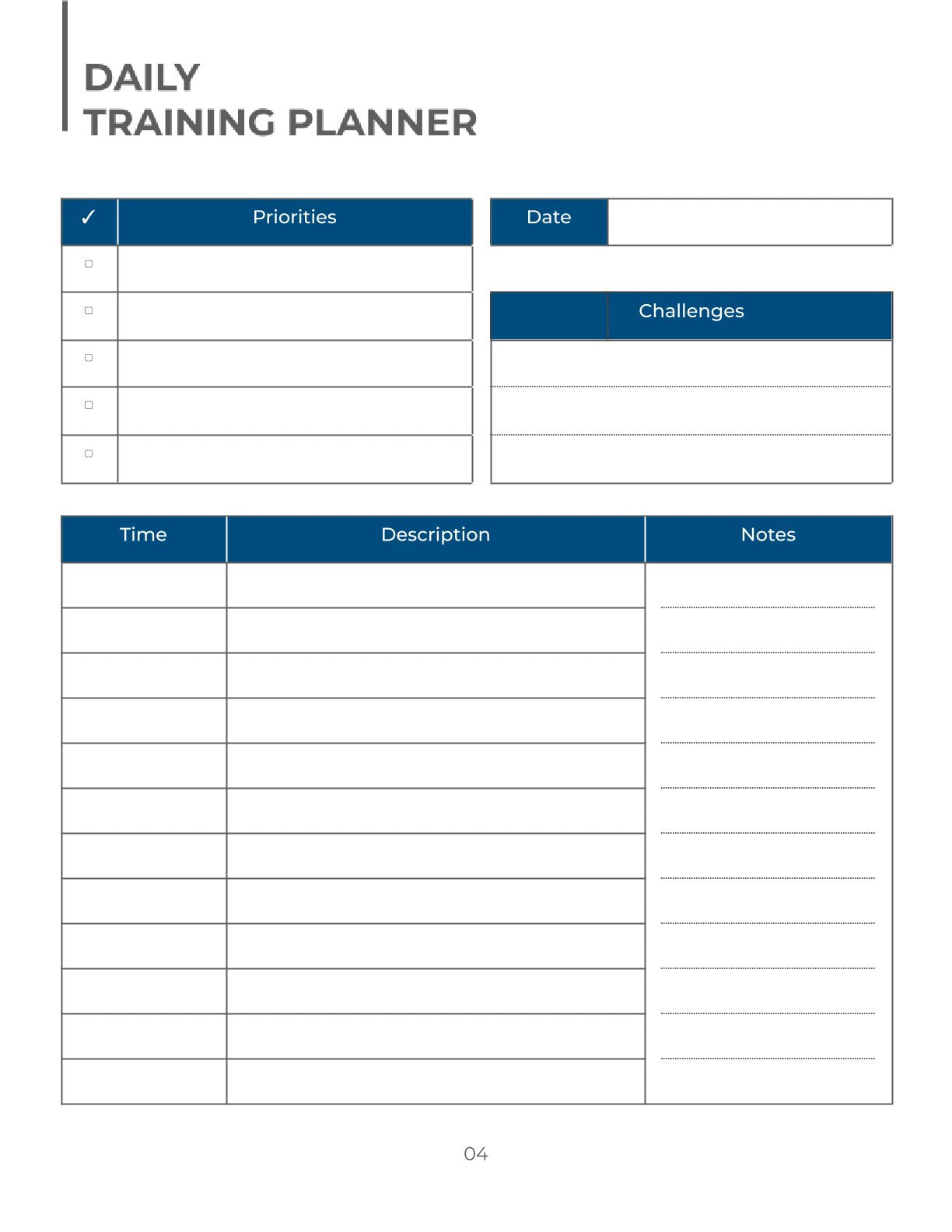 Free Team Training Planner Template