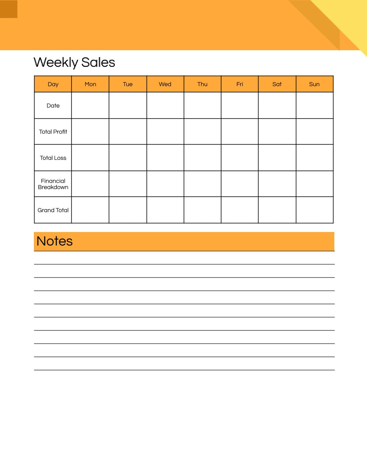 Free Weekly Sales Planner Template