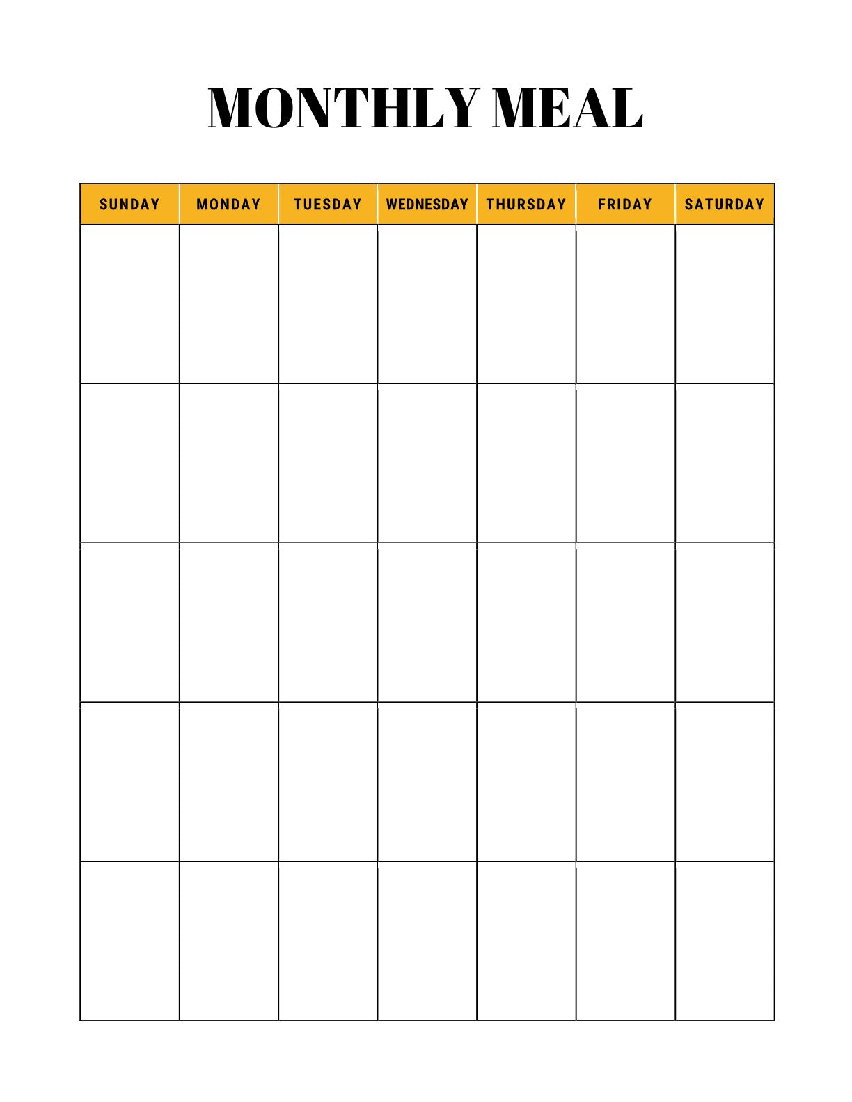 Free Monthly Meal Planner Template