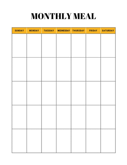 Free Monthly Meal Planner Template