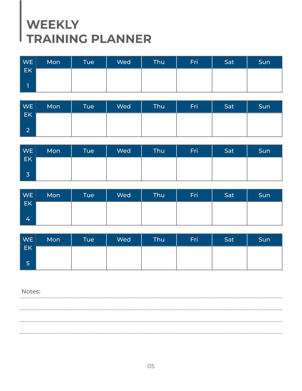 Free Team Training Planner Template