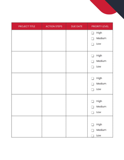 Free Productivity Project Planner Template