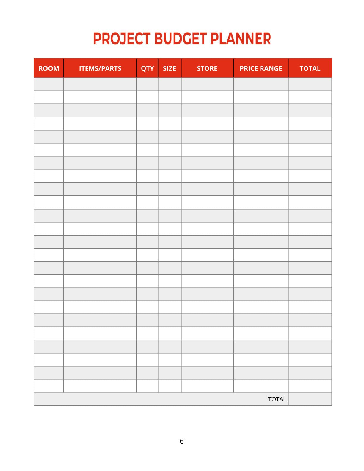 Free Home Renovation Project Planner Template