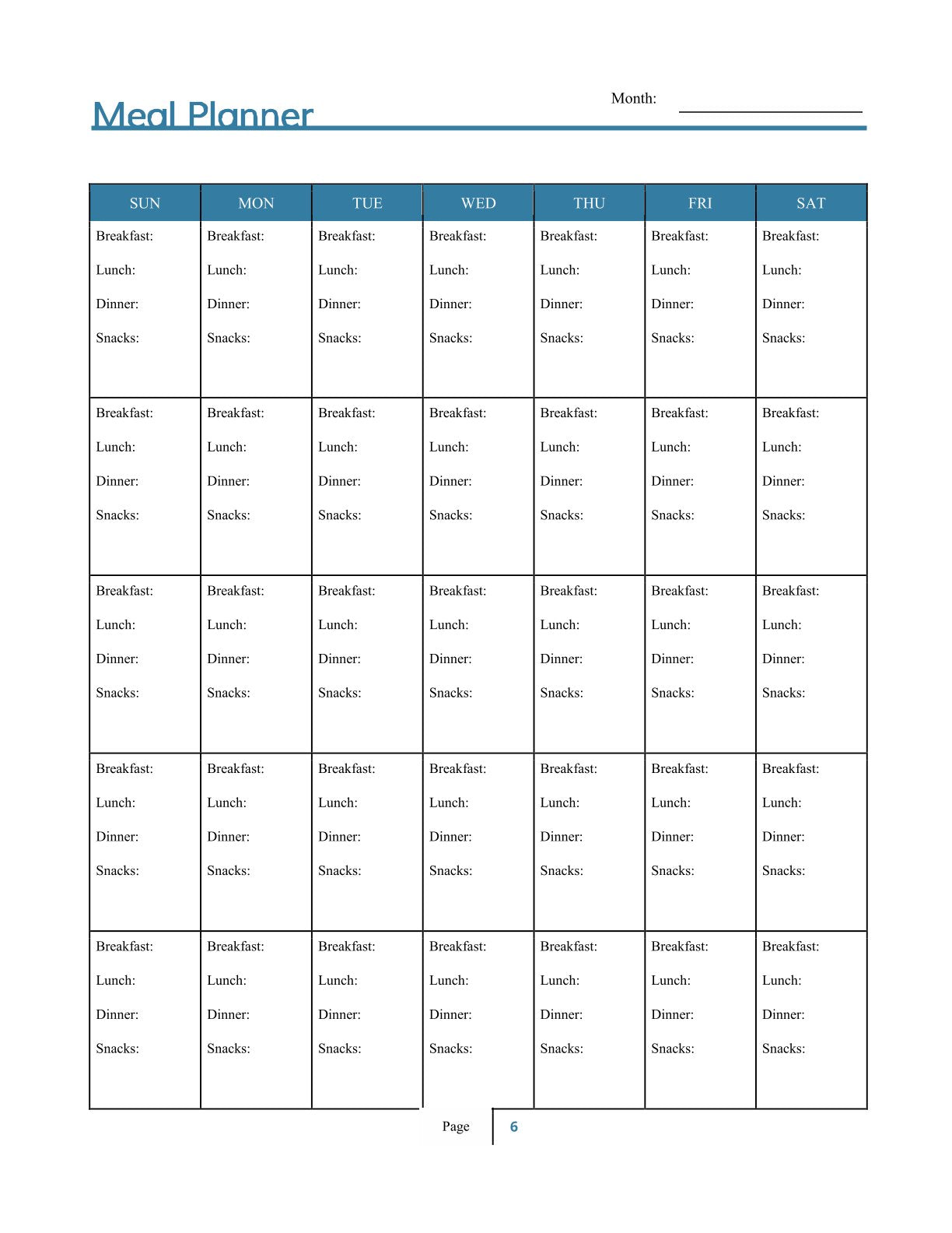 Free Monthly Personal Planner Template