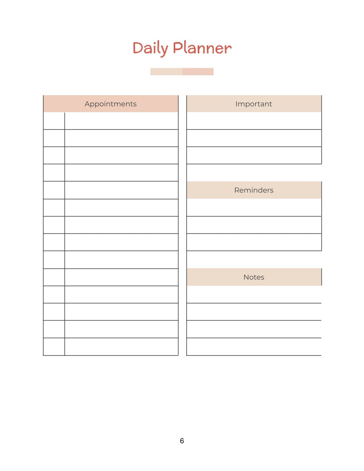 Free Personal Family Planner Template