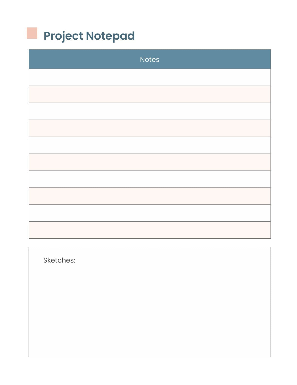 Free Sample Project planner template