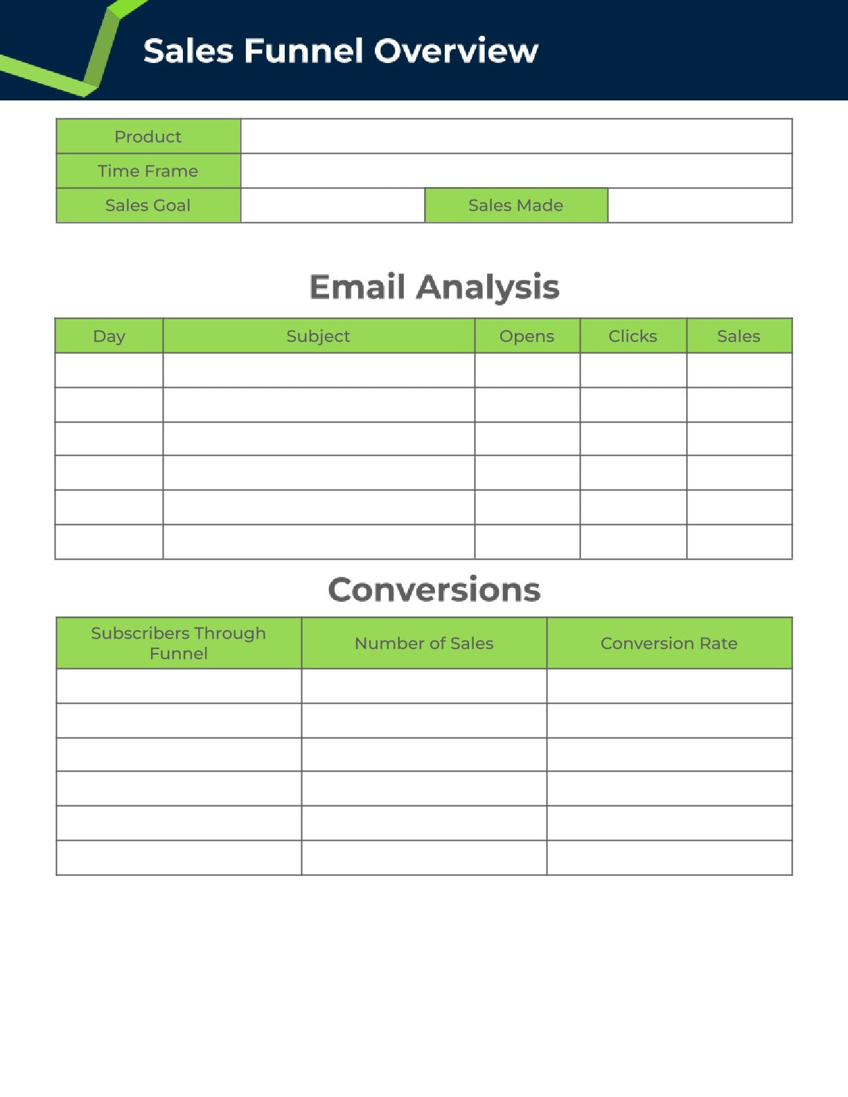 Free Sales Funnel Planner Template