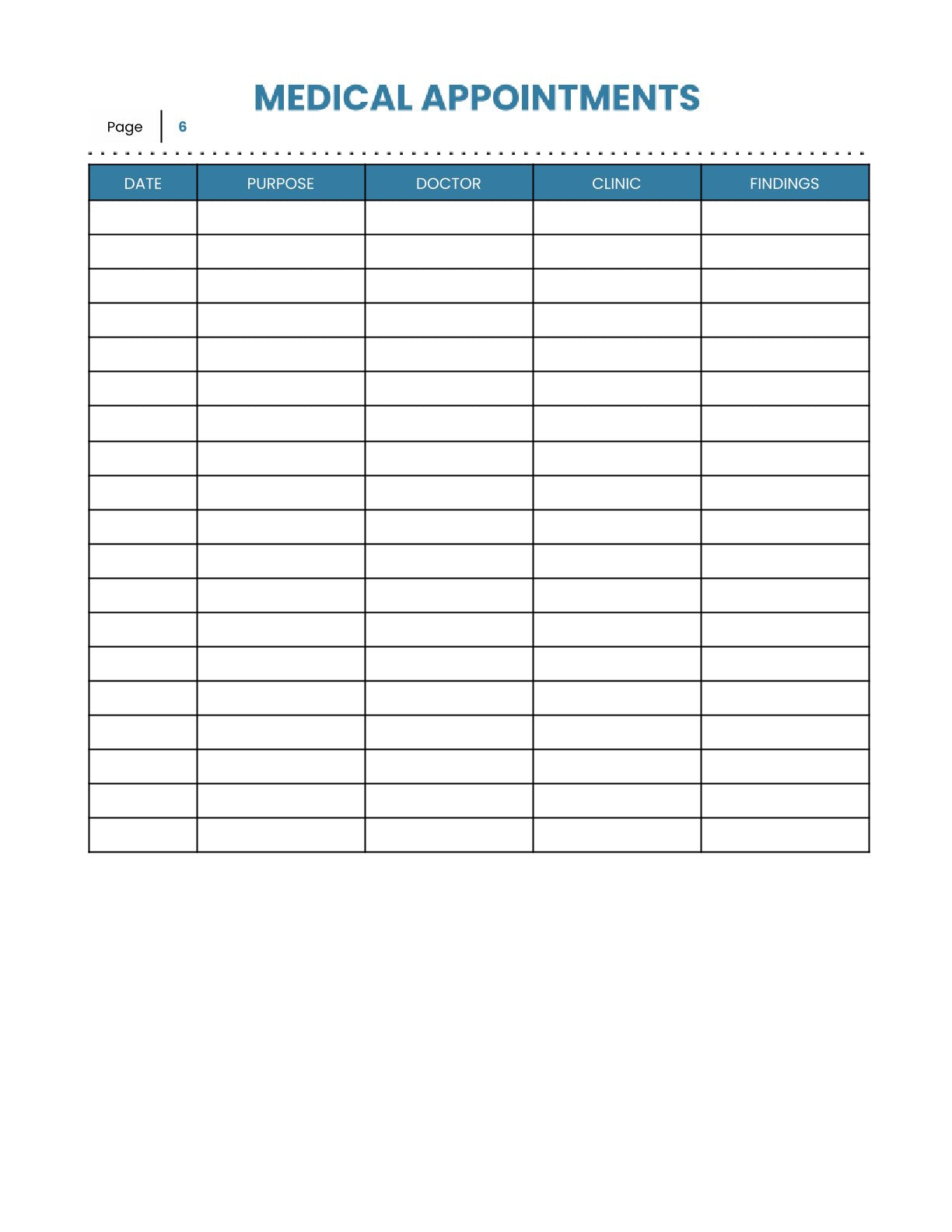 Free Medical History Planner Template