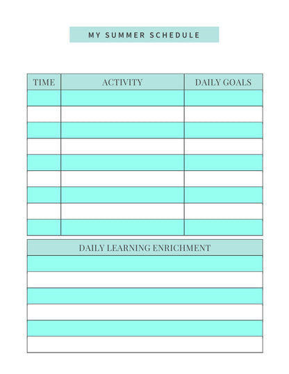 Free Summer Vacation Planner Template