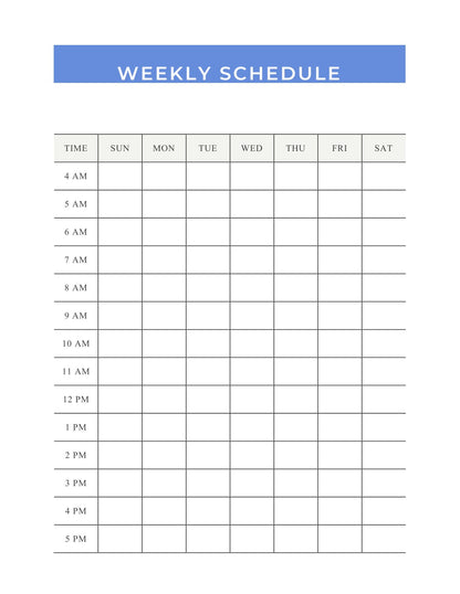 Digital Schedule Planner Template