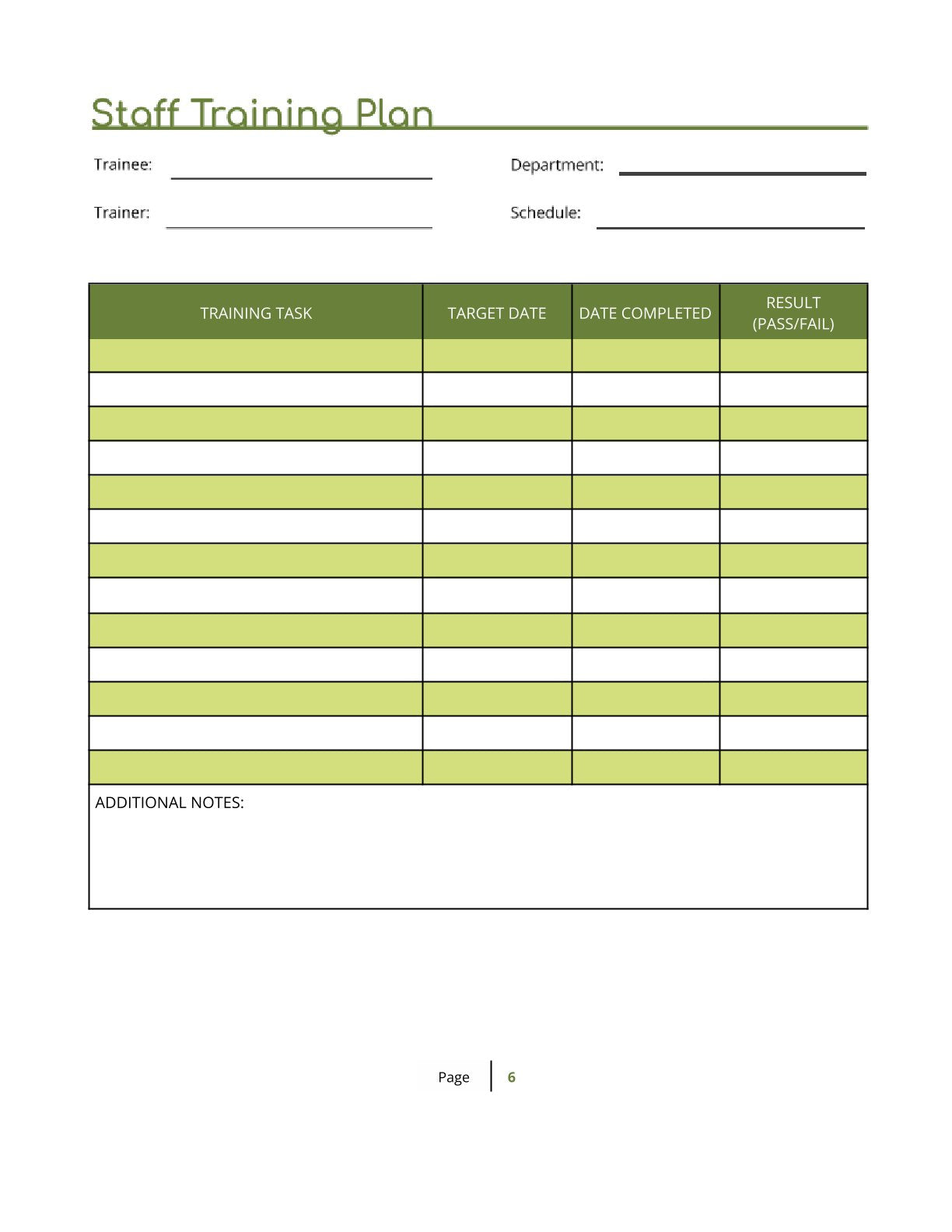 Free Staff Training Planner Template