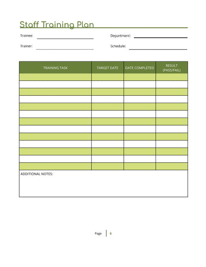 Free Staff Training Planner Template