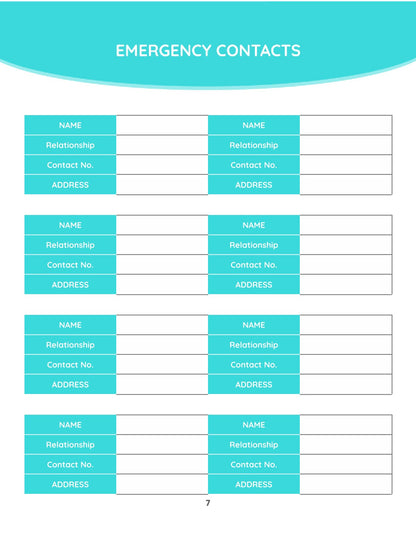 Free Medical Information Planner Template