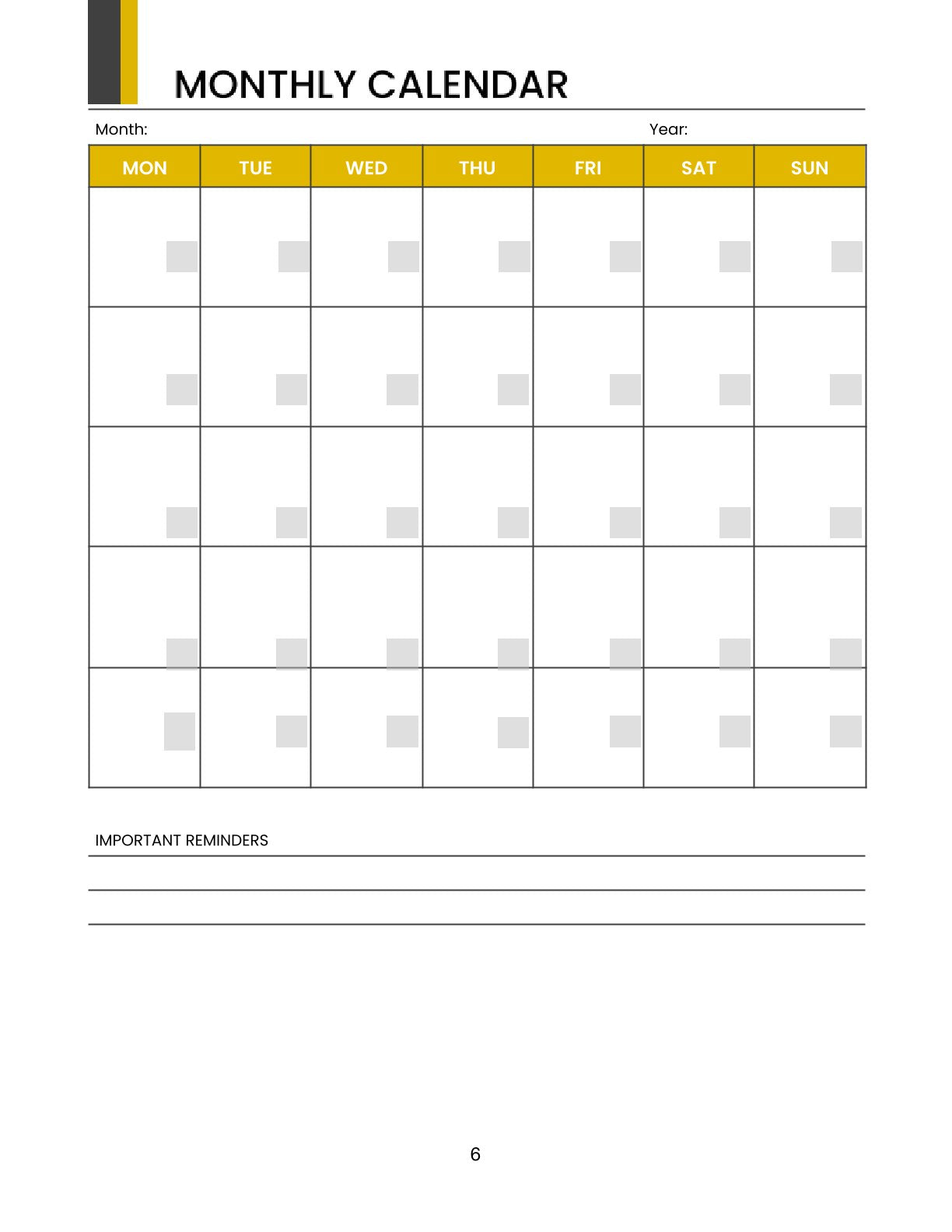 Free Monthly Teacher Planner Template