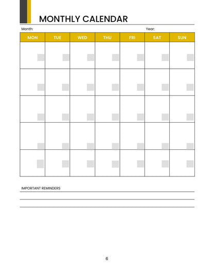 Free Monthly Teacher Planner Template