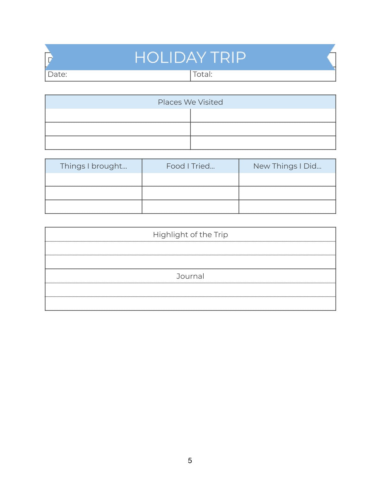 Free Holiday Story Planner Template