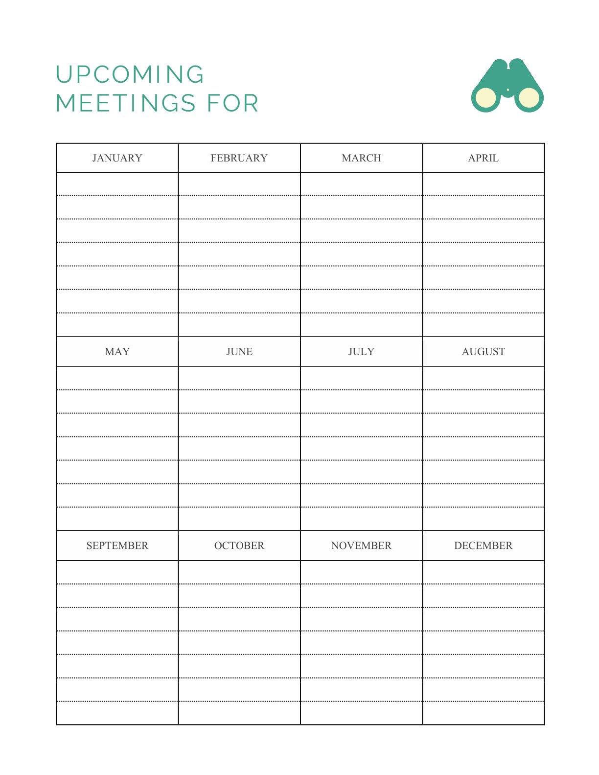 Free Trip Meeting Planner Template