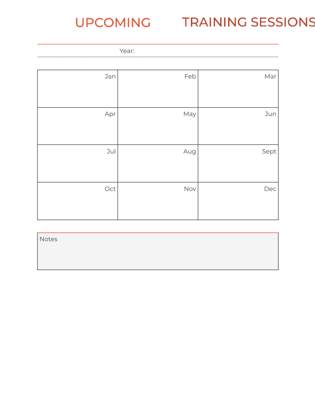 Free Monthly Training Planner Template