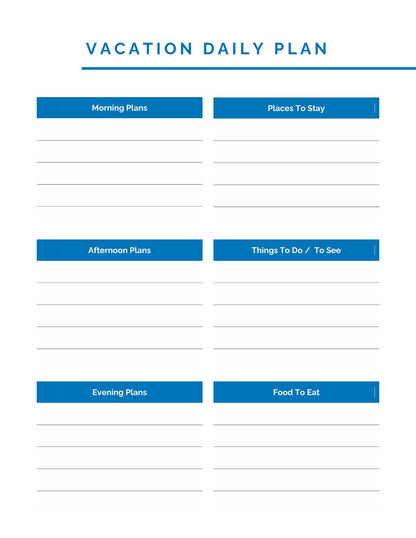 free Family Vacation Planner template