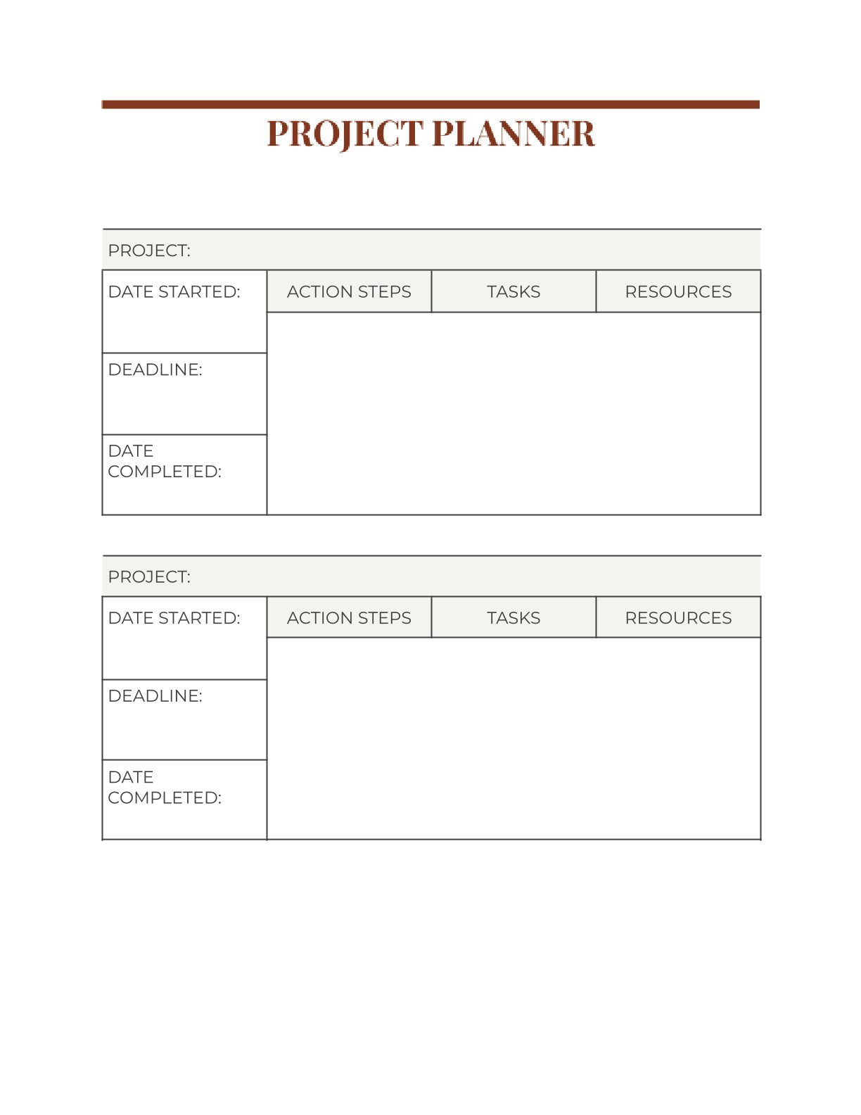 free Minimal Work Planner Template