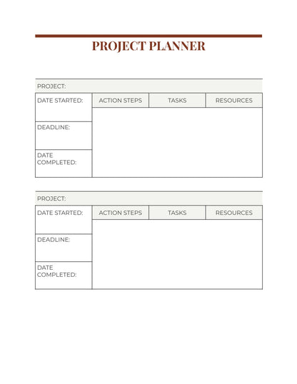 free Minimal Work Planner Template