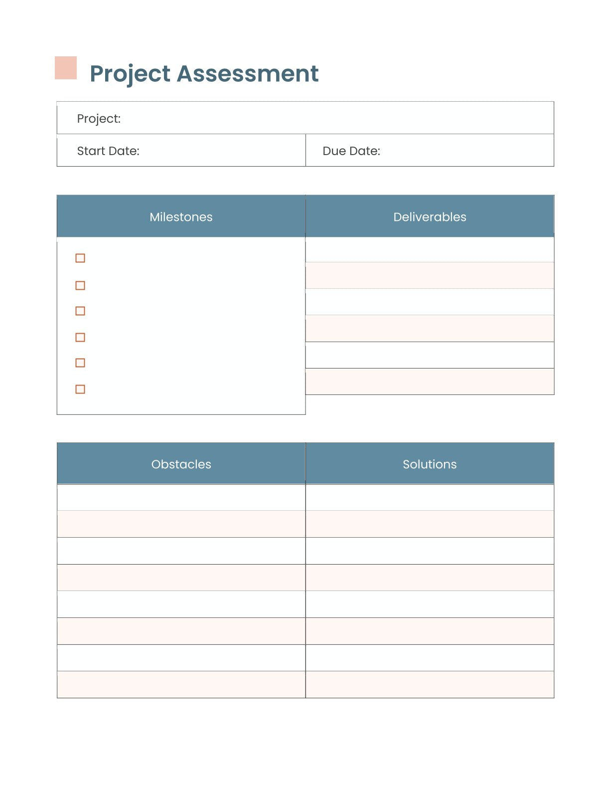 Free Sample Project planner template