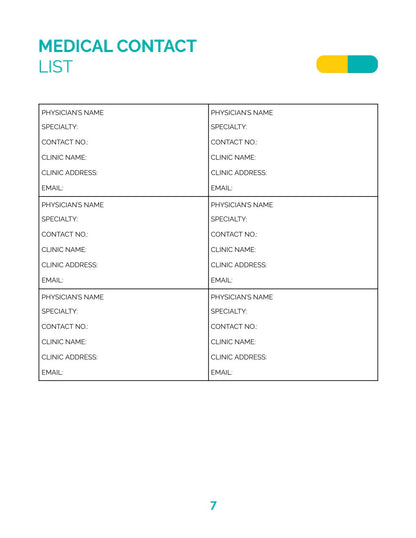 Free Medicine Personal Planner Template