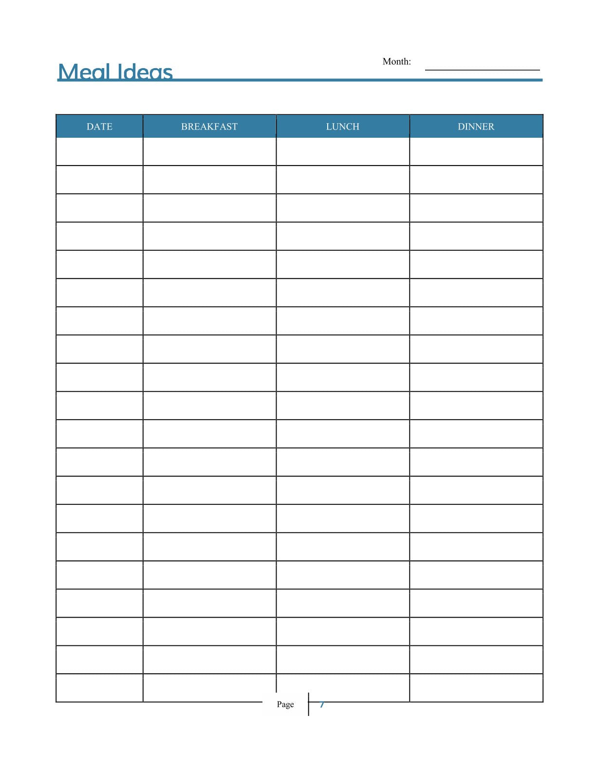 Free Monthly Personal Planner Template