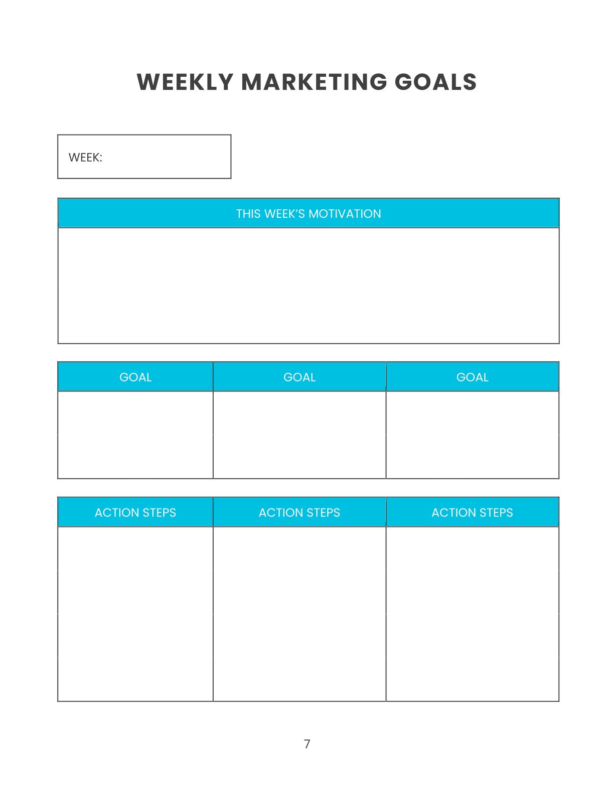 Free Weekly Marketing Planner Template