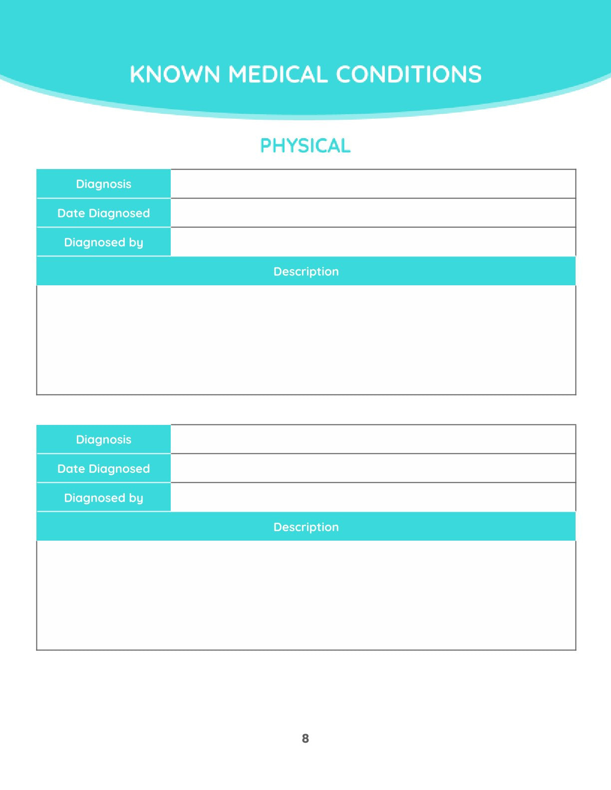 Free Medical Information Planner Template