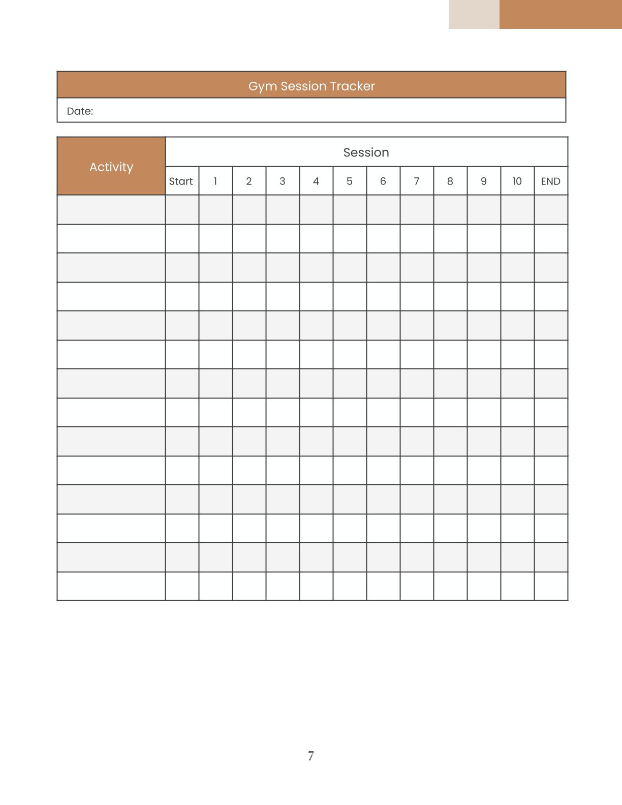 Free Gym Training Planner Template