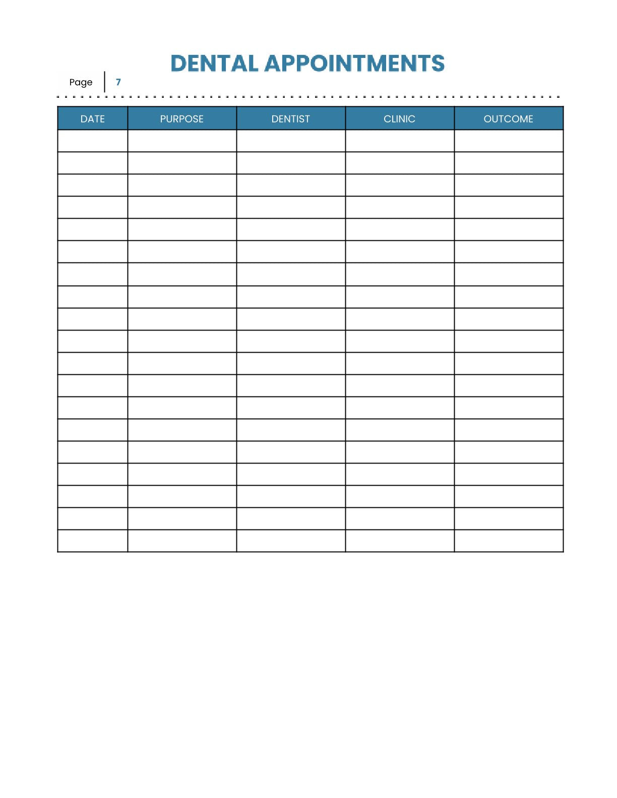 Free Medical History Planner Template