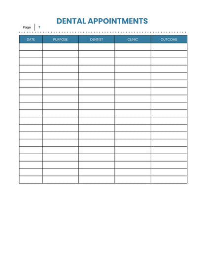 Free Medical History Planner Template