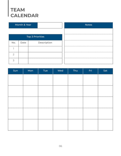 Free Team Training Planner Template