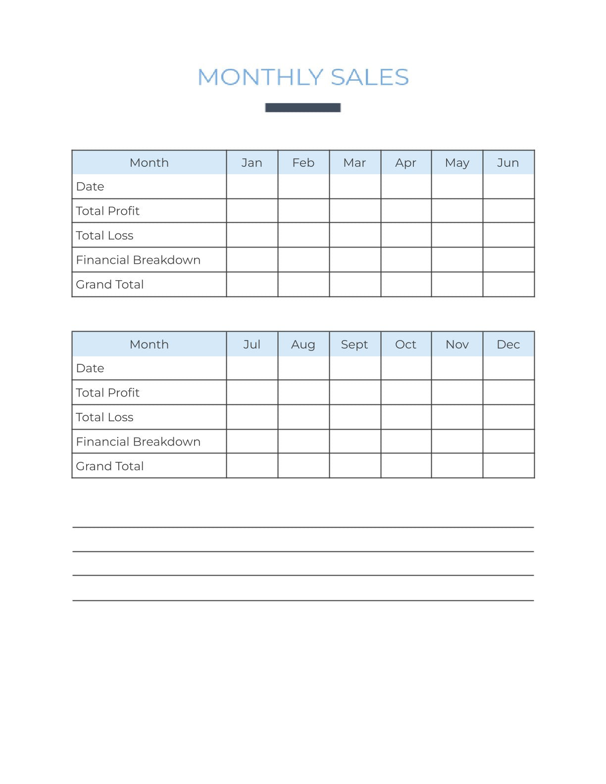 Free Monthly Sales Planner Template