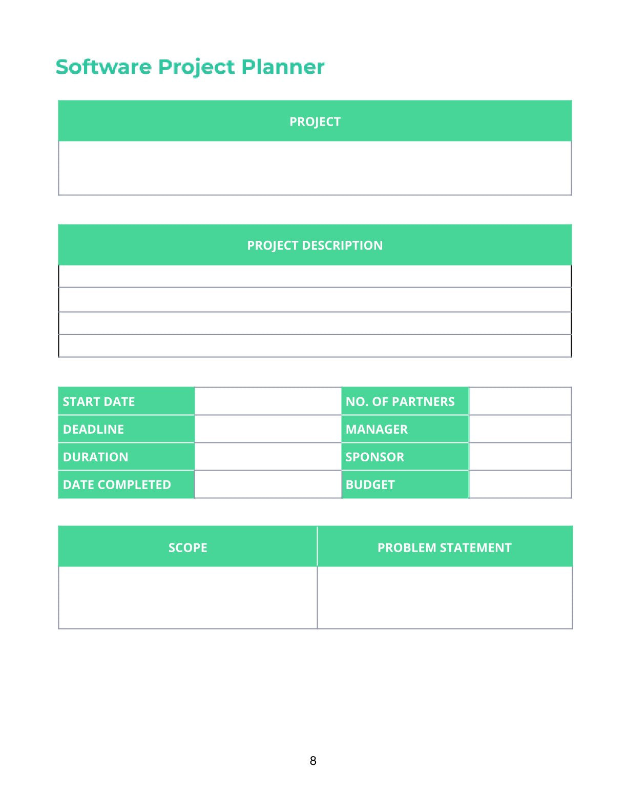 Free Software Development Planner Template