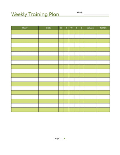 Free Staff Training Planner Template