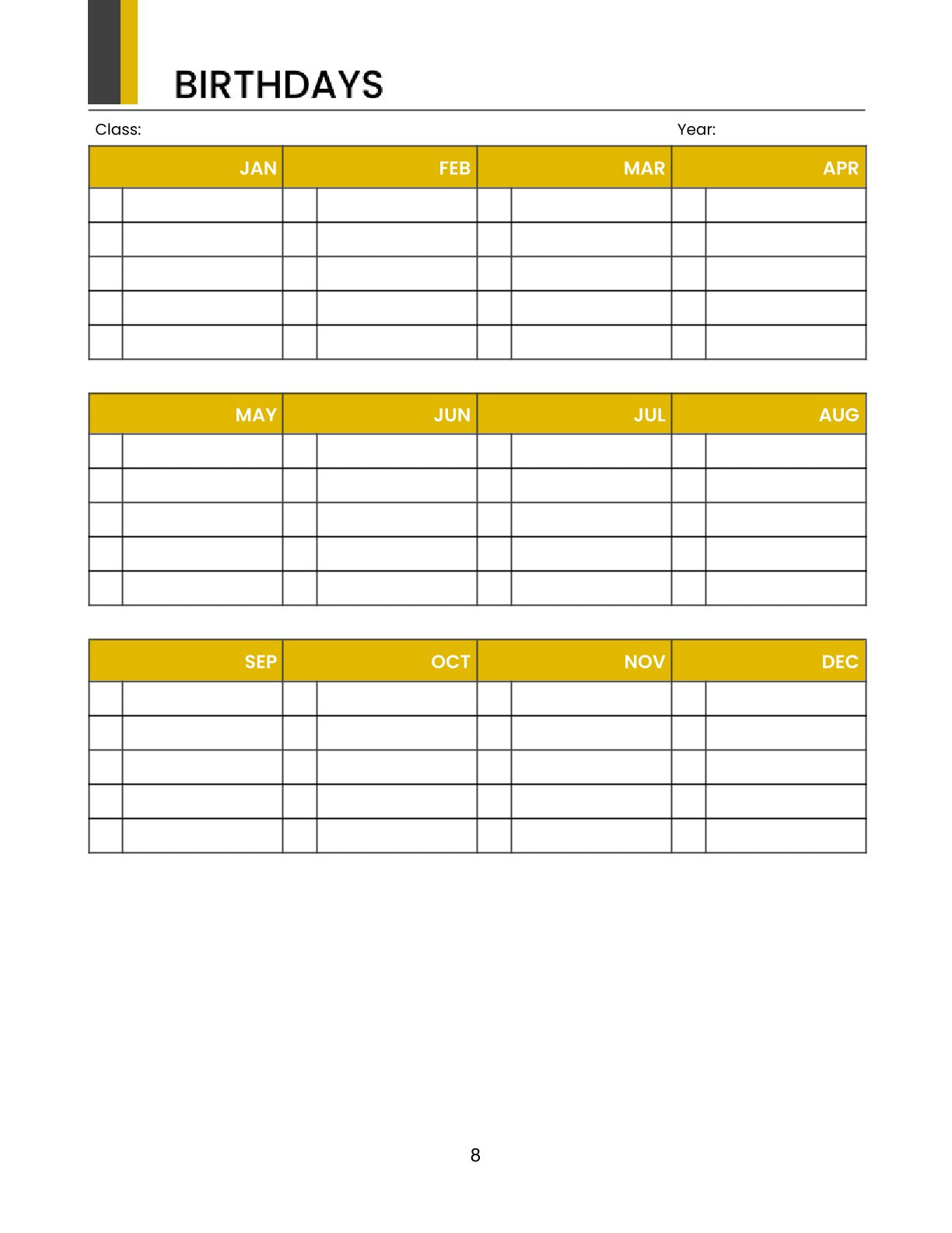 Free Monthly Teacher Planner Template