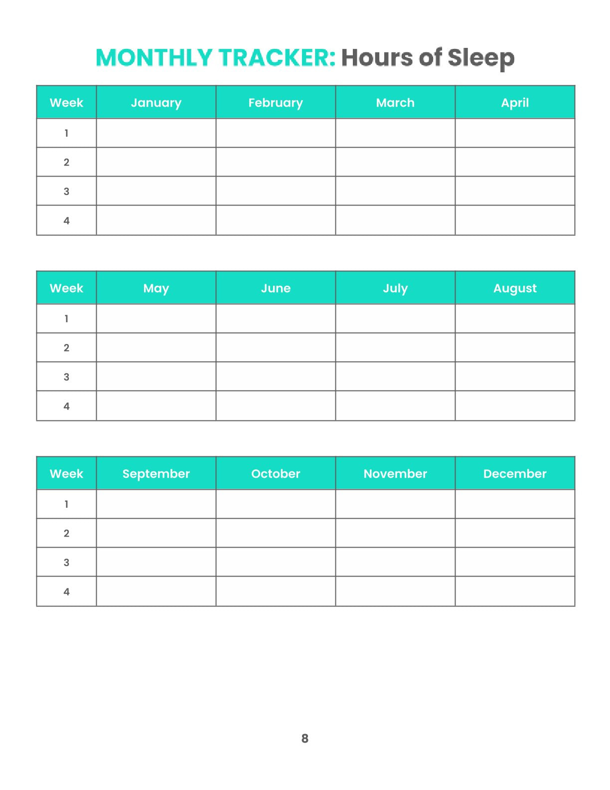 Free Monthly Health Planner Template