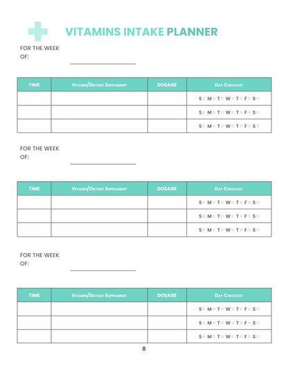 Free Health Vitamins Planner Template