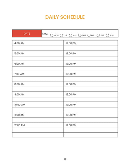 Free Weight Training Planner Template