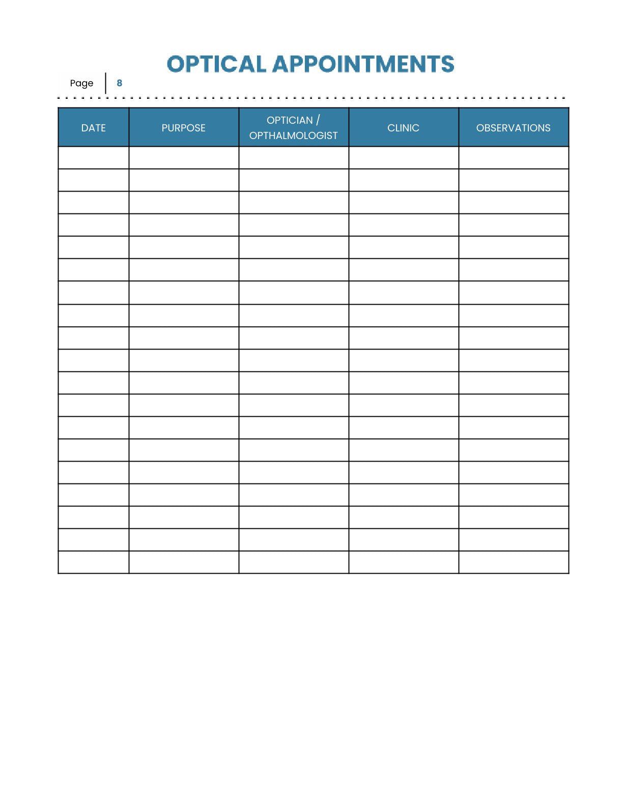 Free Medical History Planner Template