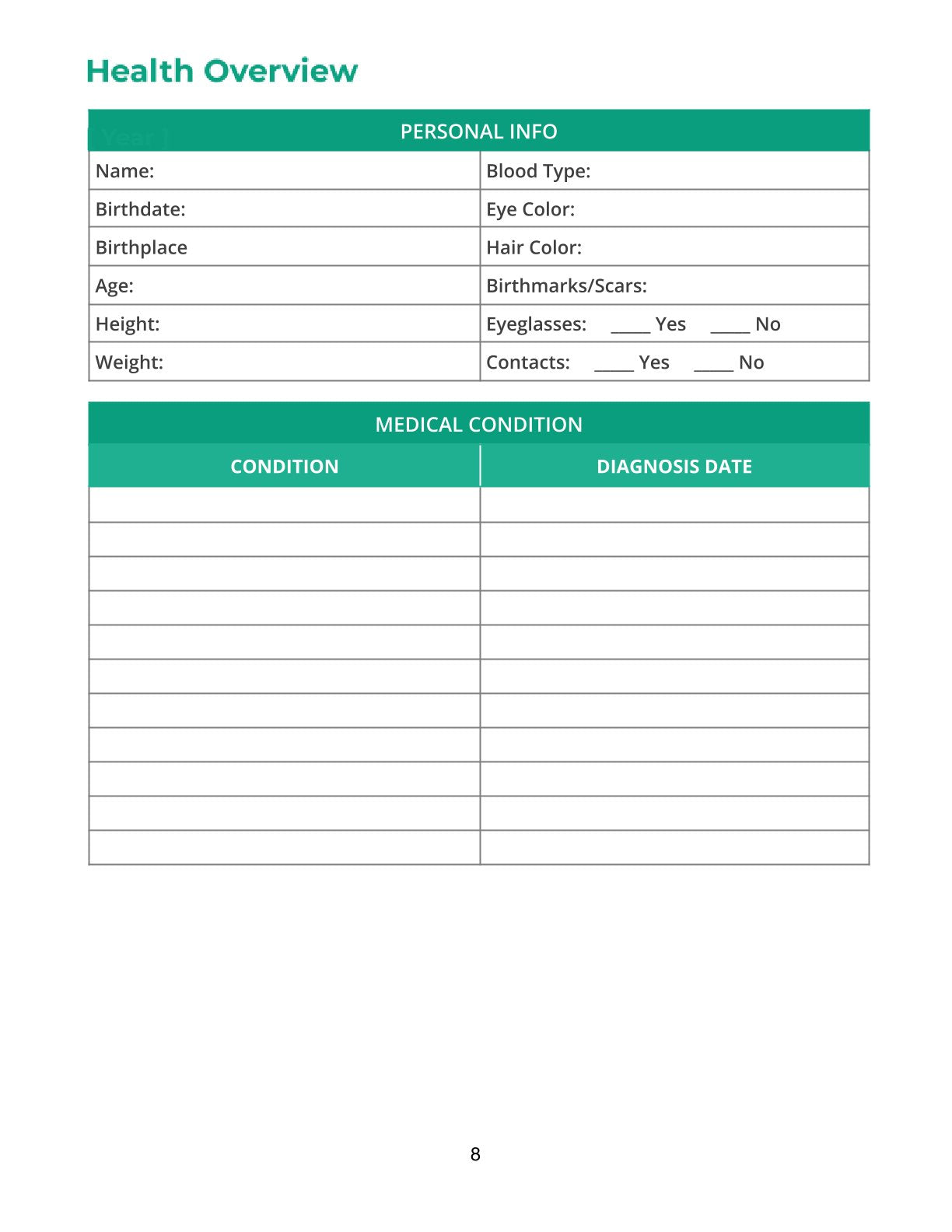 Free Family Medical Planner Template