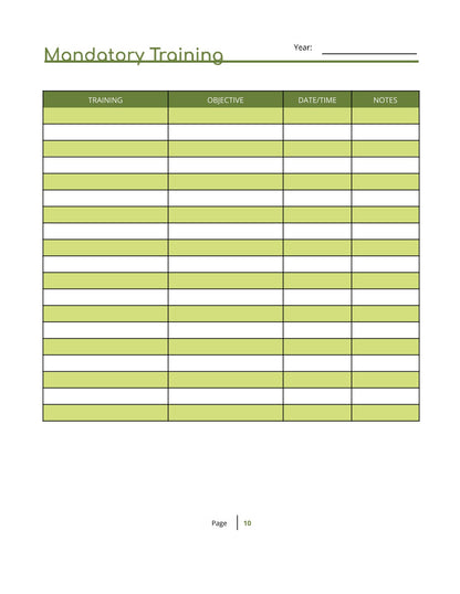 Free Staff Training Planner Template