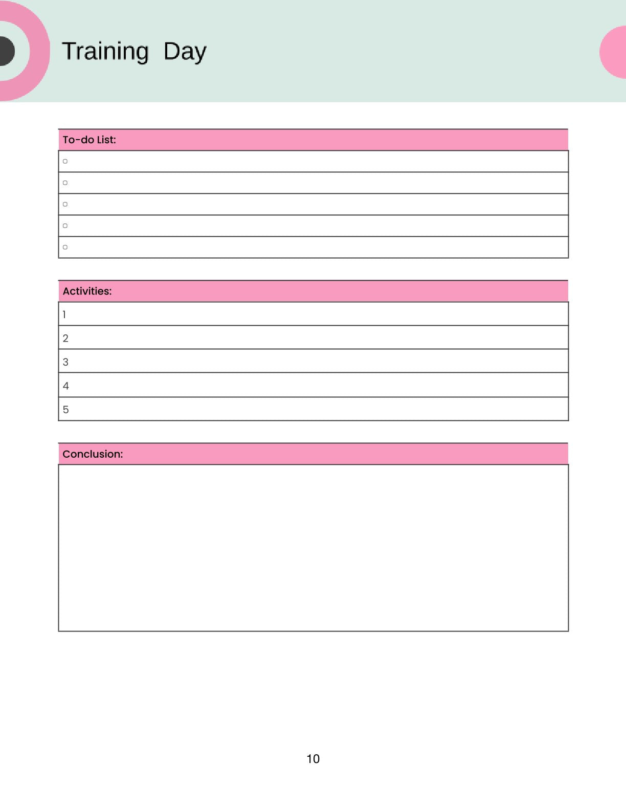 Free Employee Training Planner Template