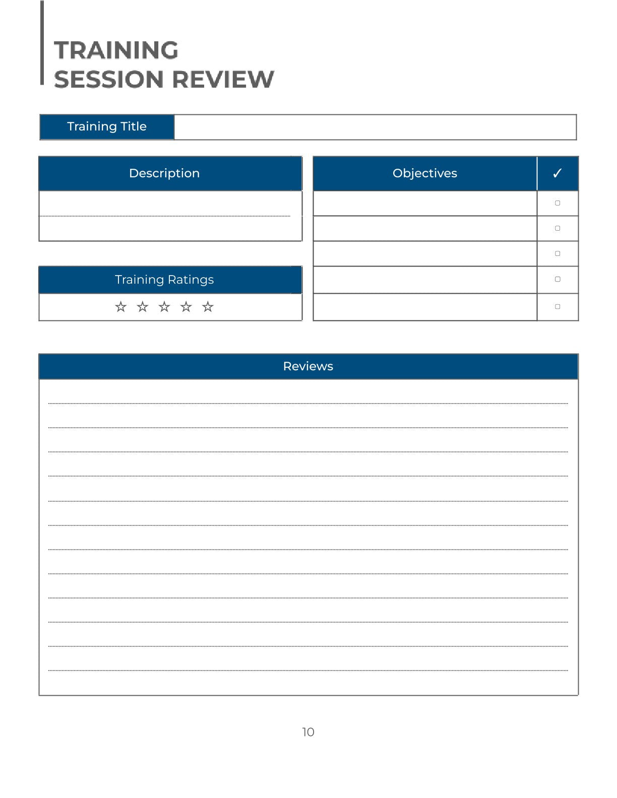 Free Team Training Planner Template